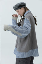 Error Code Striped Stitched Vest Shirt