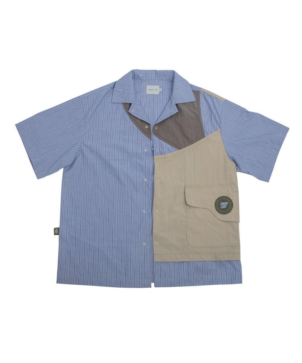 Error Code Stitched Striped Vest Shirt