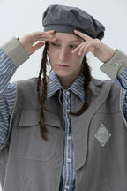 Error Code Striped Stitched Vest Shirt