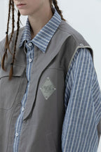Error Code Striped Stitched Vest Shirt